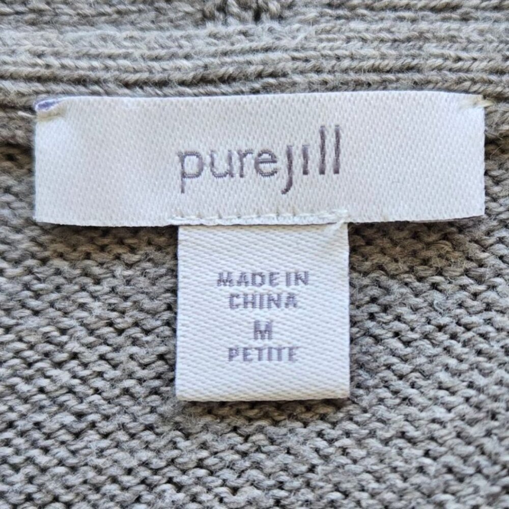J.Jill Pure Jill Womens Medium Petite Gray One Button Cardigan Sweater Pockets - Picture 7 of 9